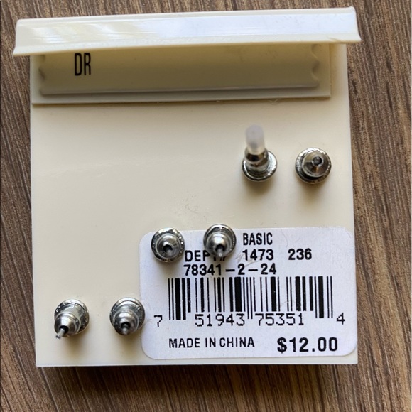 🟣 HANNAH Essentials 3 pairs CZ Stud Earrings NWT - Picture 3 of 5